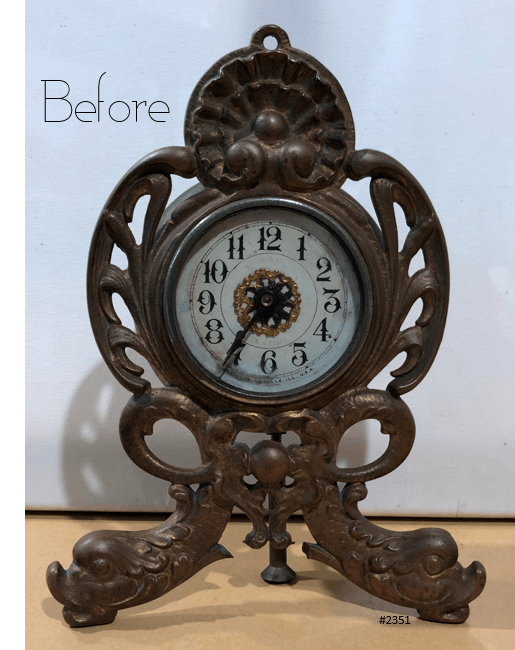 Antique Cast Iron Ornate Westclox Desk Mantel Clock | Adelaide Clocks
