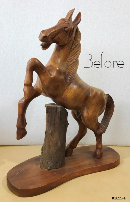 Vintage Hand Carved Wooden Stallion Horse Sculpture | eXibit collection