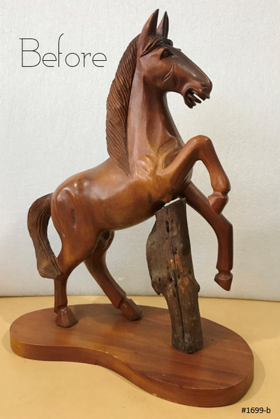 Vintage Wood Carved Stallion Horse Sculpture | eXibit collection