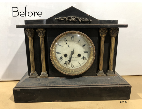 Antique WATERBURY Cast Iron Mantel Clock | eXibit collection