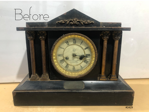 Antique Waterbury Cast Iron Bell & Hammer Chime Mantel Clock | exc