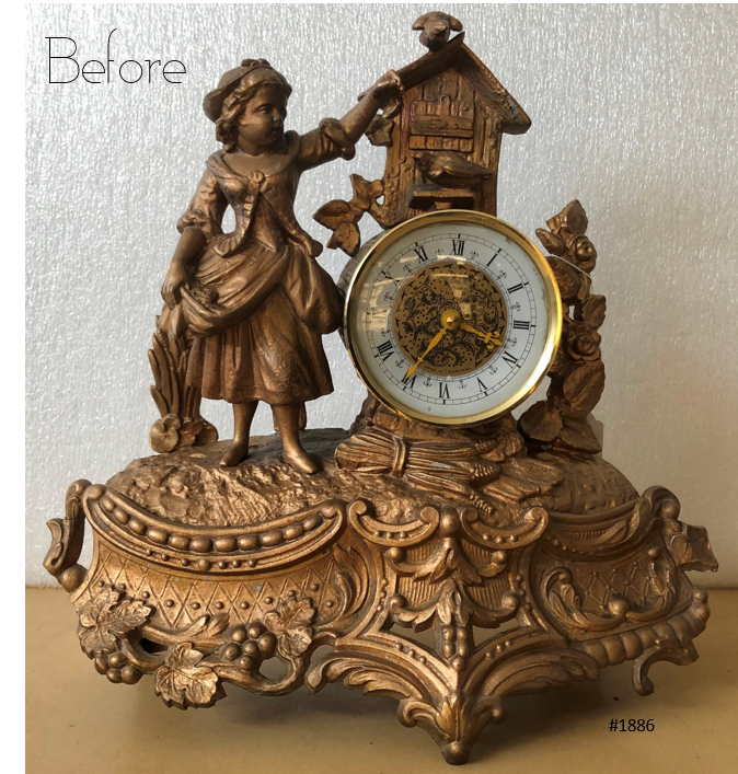 Antique Figural Spelter Quartz Battery Mantel Clock | eXibit collection