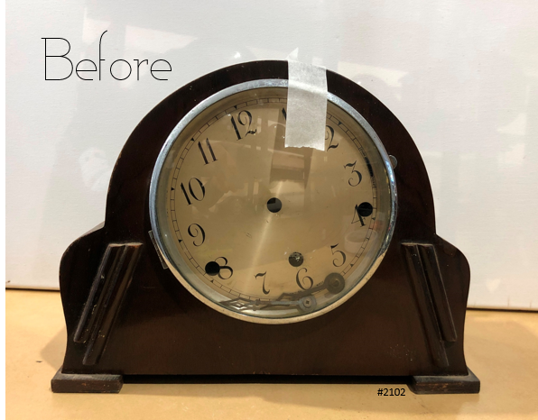 Vintage Art Deco Wooden Battery Mantel Clock | eXibit collection