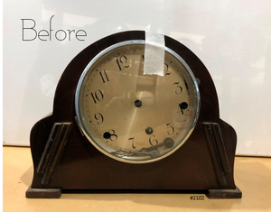 Vintage Art Deco Wooden Battery Mantel Clock | eXibit collection