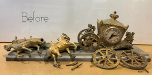 Vintage Brass Horse and Royal Carriage Mantel Clock | eXibit collection