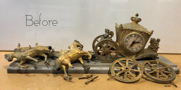 Vintage Brass Horse and Royal Carriage Mantel Clock | eXibit collection