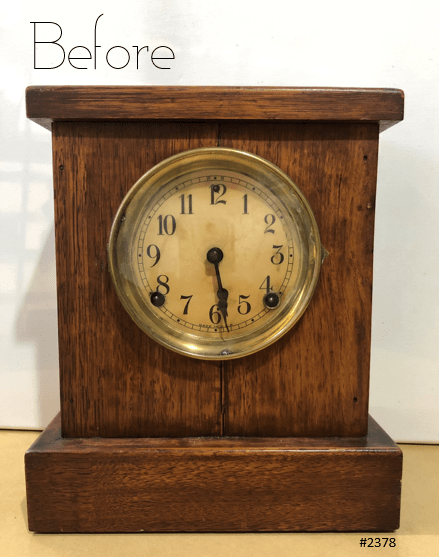 Antique Oak Sessions Bell & Hammer on Coil Chime Mantel Clock | eXibit collection