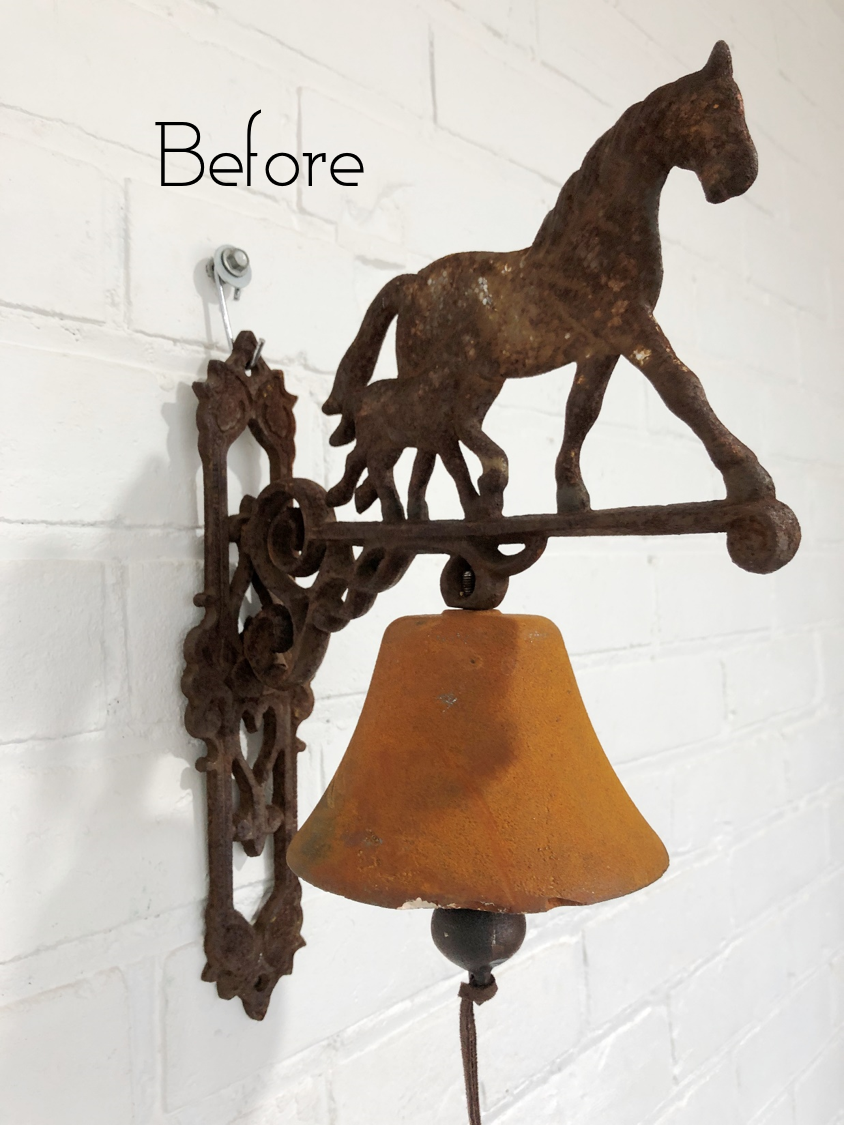 Vintage Cast Iron Wall Mount Horse Bell | eXibit collection