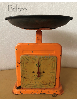 Vintage PS & W Green Kitchen Scale | eXibit collection