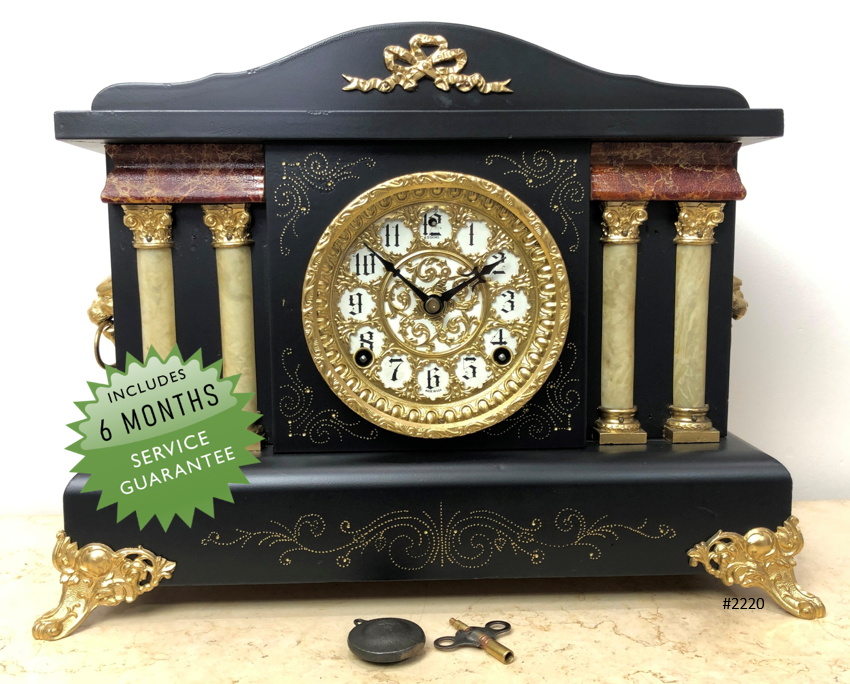 Original Antique Sessions USA Bell & Hammer Chime Mantel Clock | eXibit collection